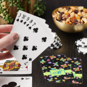 Moderne Whimsy Butterflies op zwart Monogram Speelkaarten (Insitu)