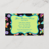 Moderne Whimsy Butterflies op zwart Monogram Visitekaartje (Achterkant)