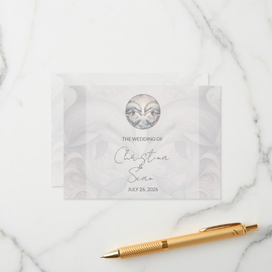 Moderne Whimsy Dolphin Wedding Enclosure Kaart (Voorkant / Achterkant in situ)