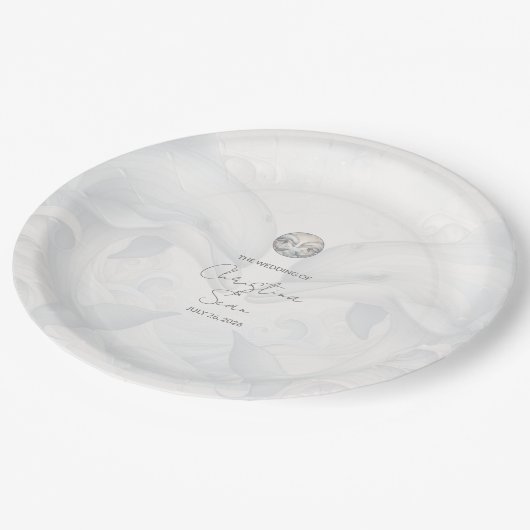 Moderne Whimsy Dolphin Wedding Papieren Bordje (Gekanteld)