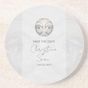 Moderne Whimsy Dolphin Wedding Save the Date Zandsteen Onderzetter