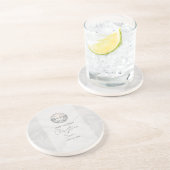 Moderne Whimsy Dolphin Wedding Save the Date Zandsteen Onderzetter (Zijkant)