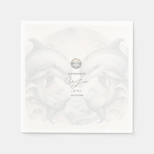 Moderne Whimsy Dolphin Wedding Servet (Voorkant)