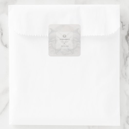 Moderne Whimsy Dolphin Wedding Vierkante Sticker (Tas)