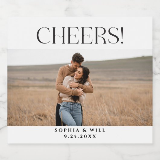 Moderne Whimsy Minimal Wedding Champagne Labels Sparkling Wijnetiket (Enkel label)