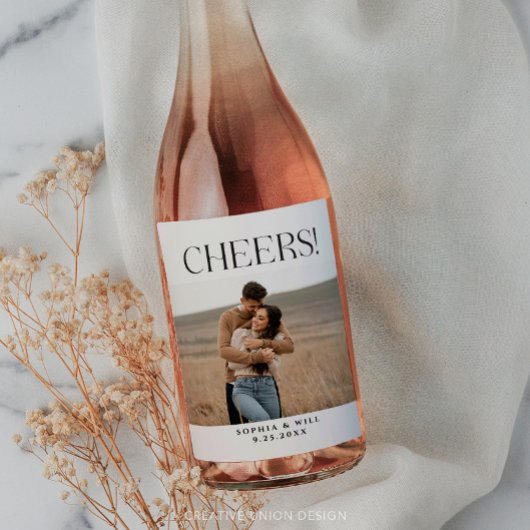 Moderne Whimsy Minimal Wedding Wijn Labels Wijn Etiket
