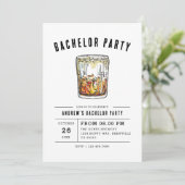Moderne Whiskey Glas Typografie Bachelorfeest In Kaart (Staand voorkant)