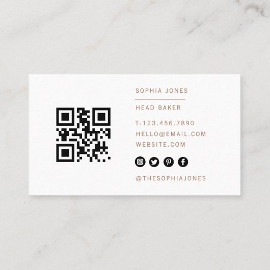 Moderne Whisky Bakkerij Cateraar Zakelijke QR-code Visitekaartje (Achterkant)
