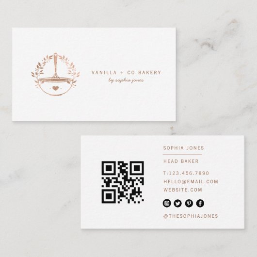 Moderne Whisky Bakkerij Cateraar Zakelijke QR-code Visitekaartje (Voorkant / Achterkant)