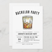 Moderne Whisky Glas Typografie Bachelor Party In Kaart (Voorkant / Achterkant)