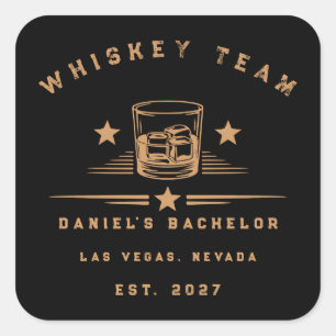 Moderne Whisky Thema Weekend Bachelorfeest Vierkante Sticker
