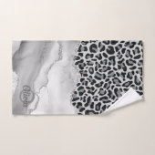 Moderne White Agate Silver Monogram Leopard Print Bad Handdoek (Handdoek)