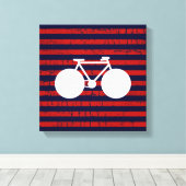 moderne white bicycle & red stripes canvas afdruk (Insitu (Houten vloer))