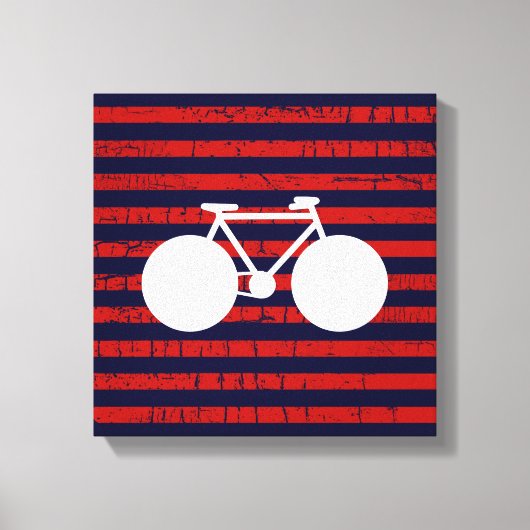 moderne white bicycle & red stripes canvas afdruk (Voorkant)