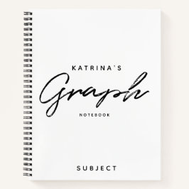 Moderne White Black Minimalist Script Graph Notitieboek