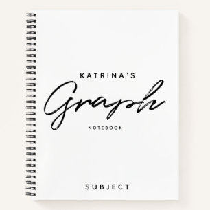 Moderne White Black Minimalist Script Graph Notitieboek