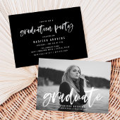 Moderne White Brush Script Graduparty Kaart