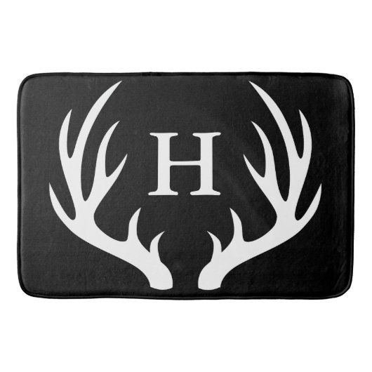 Moderne White Deer Antlers Initiaal Letter Badmat (Voorkant)