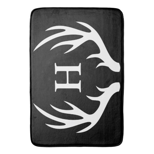 Moderne White Deer Antlers Initiaal Letter Badmat (Voorkant Verticaal)