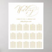 Moderne White Gold Elegant Script Wedding Seating  Poster (Voorkant)
