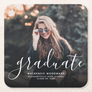 Moderne White Handwriting fotograaf Party Kartonnen Onderzetters