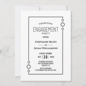Moderne White met Black Lijst Engagement Party Kaart (Voorkant)