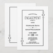 Moderne White met Black Lijst Engagement Party Kaart (Voorkant / Achterkant)