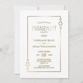 Moderne White met Gold Lijst Engagement Party Kaart (Voorkant)