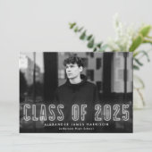 Moderne White Neon Class of 2023 Photo Afstuderen Aankondiging (Staand voorkant)
