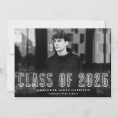 Moderne White Neon Class of 2023 Photo Afstuderen Aankondiging (Voorkant)