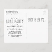 Moderne White Neon Photo Graduation Party Uitnodiging Briefkaart (Achterkant)