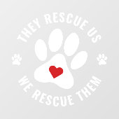 Moderne White Paw Print Red Heart Pet Lover Raamsticker (Vel)