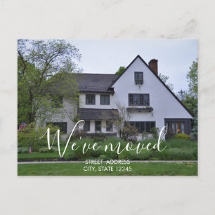 Moderne White Script New House Warming Photo Aankondigingskaart