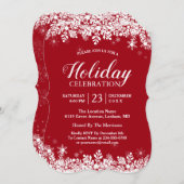 Moderne White Snowflakes Holiday Celebration Party Kaart (Voorkant / Achterkant)