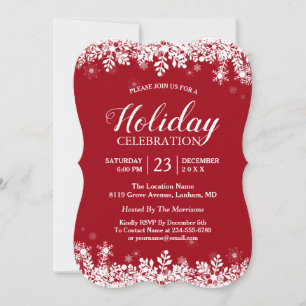 Moderne White Snowflakes Holiday Celebration Party Kaart