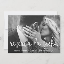 Moderne White Thin Script Typografie Foto Spaans Save The Date
