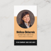 Moderne whitepeach zwarte werknemer foto visitekaartje (Voorkant)