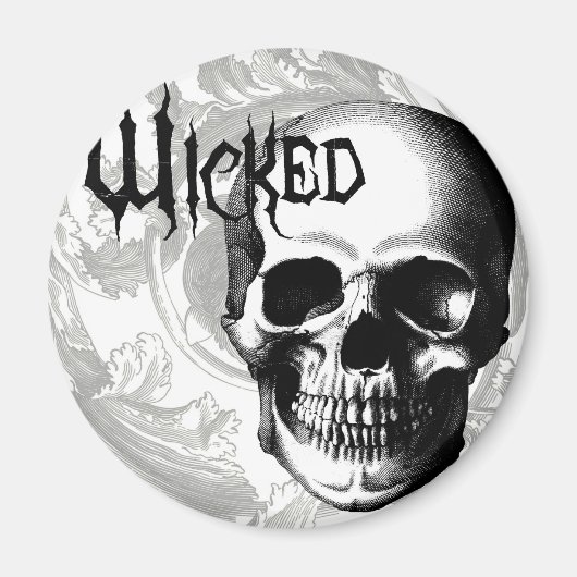 Moderne wicked schedel hoofd magneet (Voorkant)