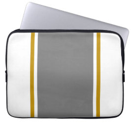 Moderne Wide Grey Center Warm Pinstripes Laptop Sleeve
