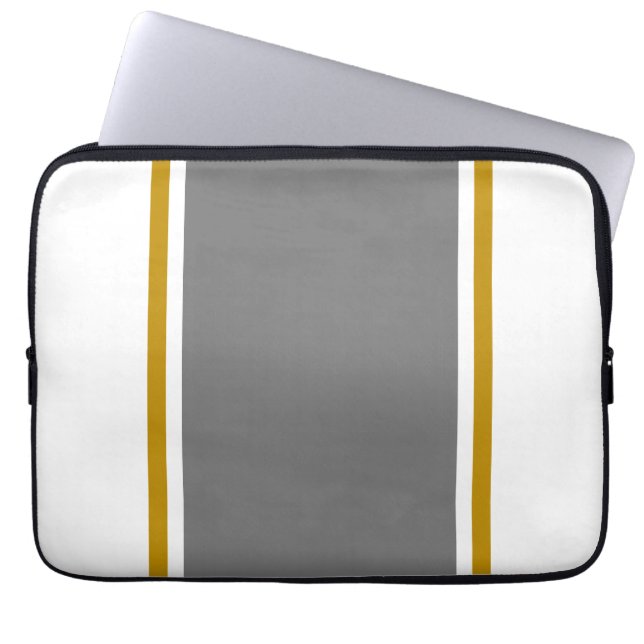 Moderne Wide Grey Center Warm Pinstripes Laptop Sleeve (Voorkant)