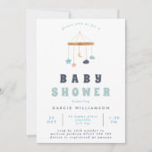 Moderne Wieg Mobile Blue Baby shower Kaart (Voorkant)