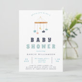 Moderne Wieg Mobile Blue Baby shower Kaart (Staand voorkant)