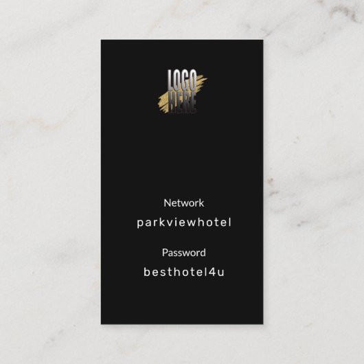 Moderne Wifi Logo QR Code op zwart Visitekaartje (Achterkant)