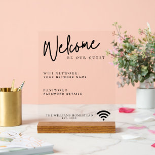 Moderne WiFi-netwerkwachtwoord Gastinformatie Acryl Bord