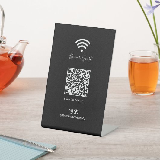 Moderne Wifi QR-code Social Media Bord Reclamebord Met Voetstuk (Insitu)