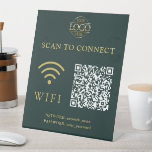 Moderne Wifi wachtwoord & netwerk   QR Code Logo Reclamebord Met Voetstuk