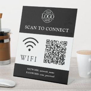 Moderne Wifi-wachtwoord & netwerk QR-code logo Reclamebord Met Voetstuk