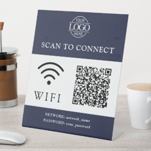 Moderne Wifi wachtwoord & netwerk   QR Code Logo Reclamebord Met Voetstuk
