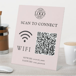 Moderne Wifi-wachtwoord & netwerk QR-code logo Reclamebord Met Voetstuk