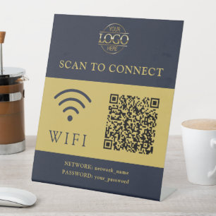 Moderne Wifi-wachtwoord & netwerk QR-code logo Reclamebord Met Voetstuk